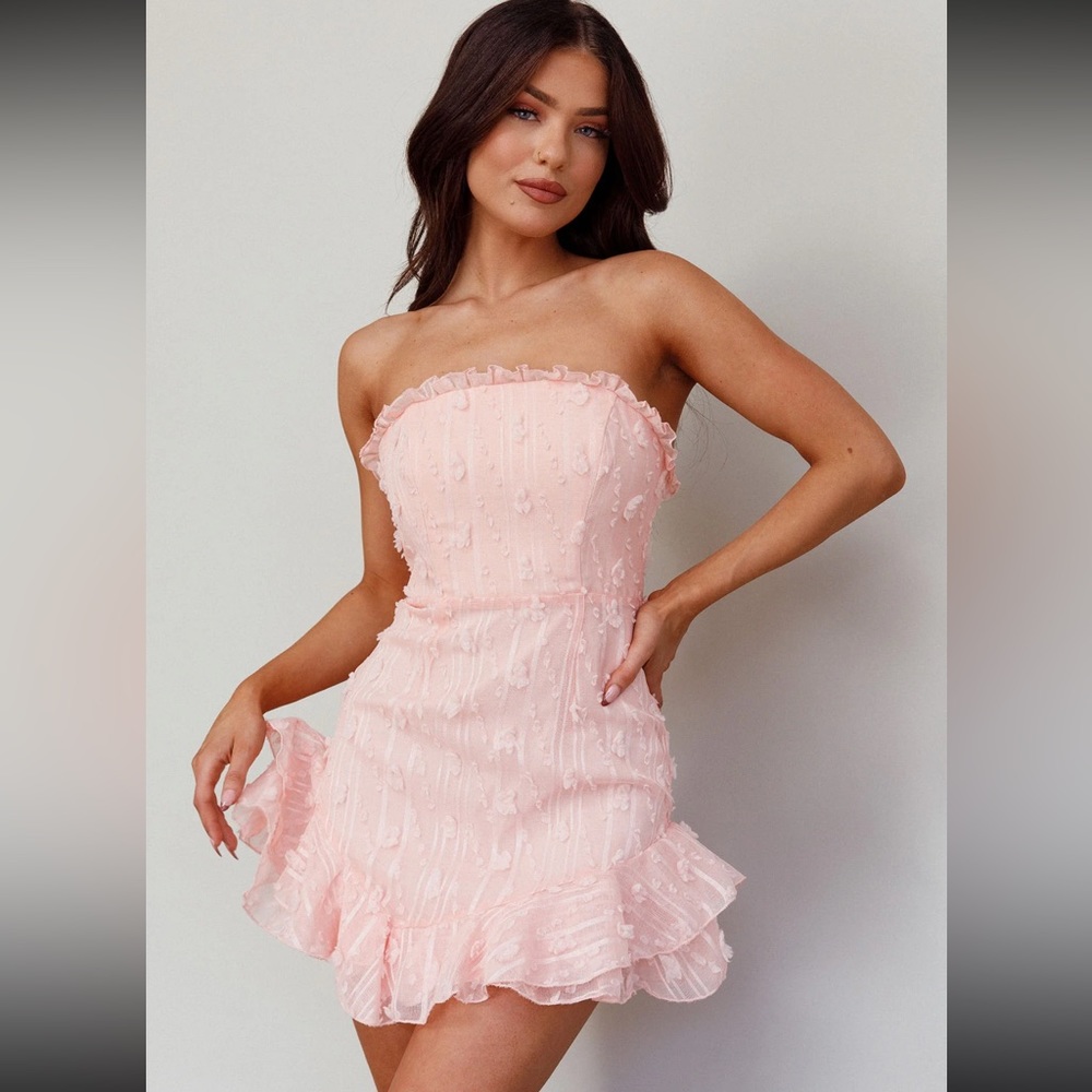 Cece embellished bandeau dress blush